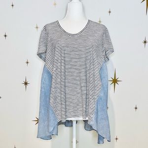 Anthropologie Deletta Chambray and Striped Top